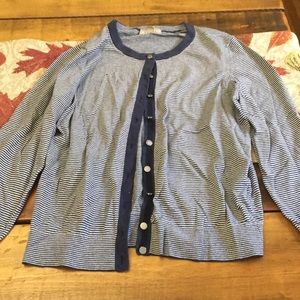 Blue and gray stripe cardigan
